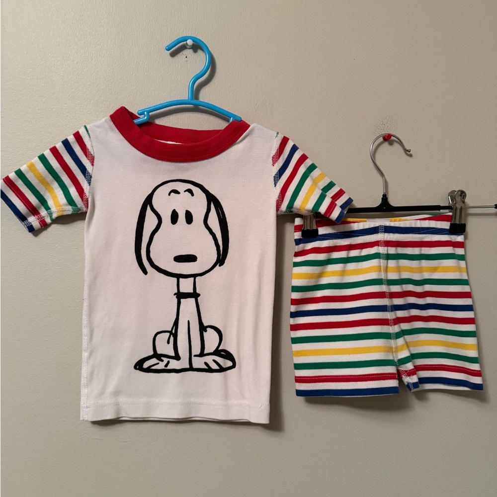 Hanna Andersson Colorful Striped Snoopy Pajama Set